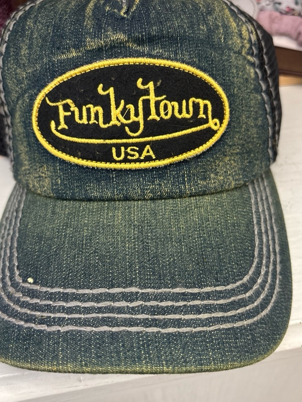 Green Kids Denim Trucker Hat